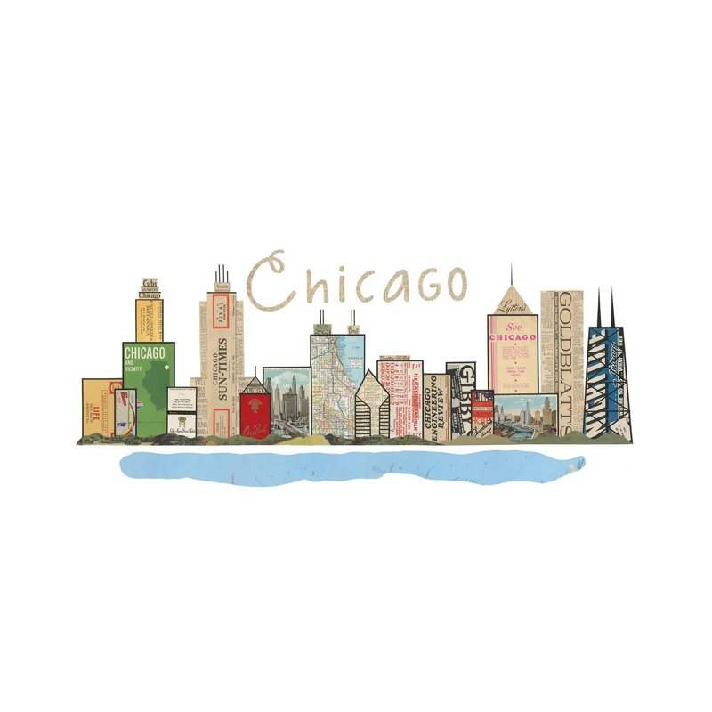 «Chicago Skyline» par Paper Cutz, impression sur toile tendue, H 8 po x l 12 po x P 0,75 po
