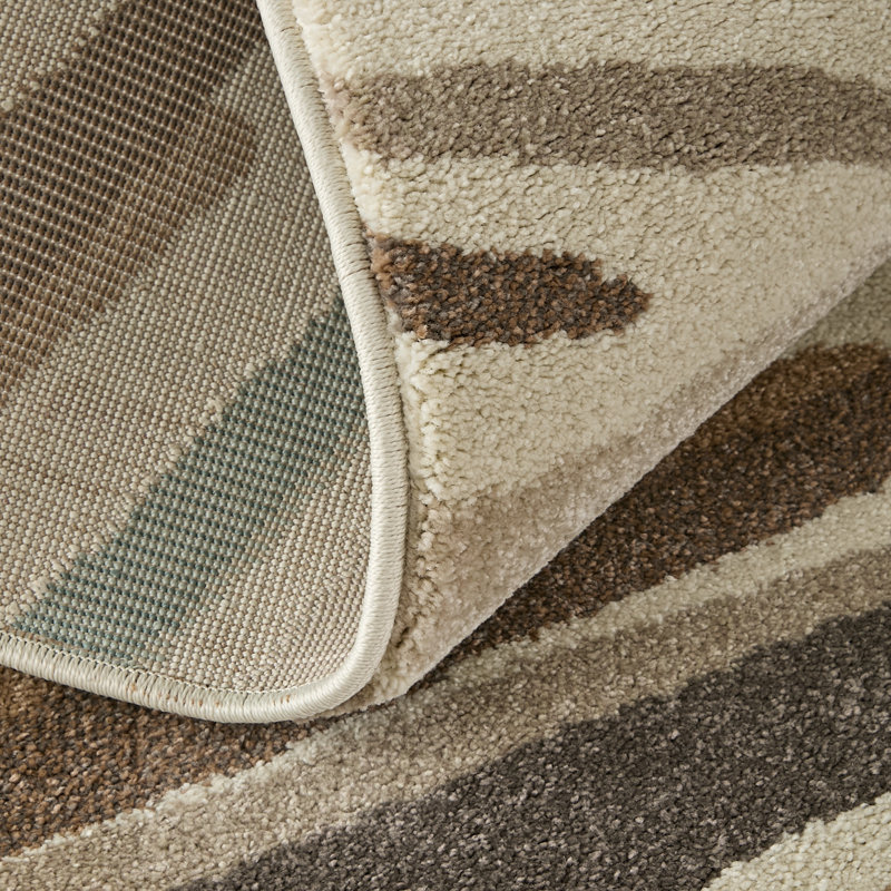 Roy Modern Abstract, Ivory/Brown/Blue Area Rug, Rectangle 10' x 12'8"