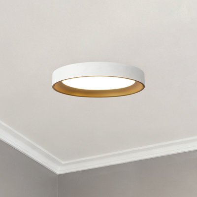 Chrysander 9-in White dimmable LED Flush Mount with Gold Accents