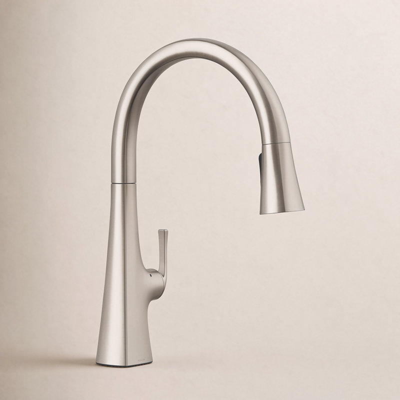 Robinet d'évier de cuisine escamotable sans contact avec commande vocale Graze, Acier inoxydable vibrant