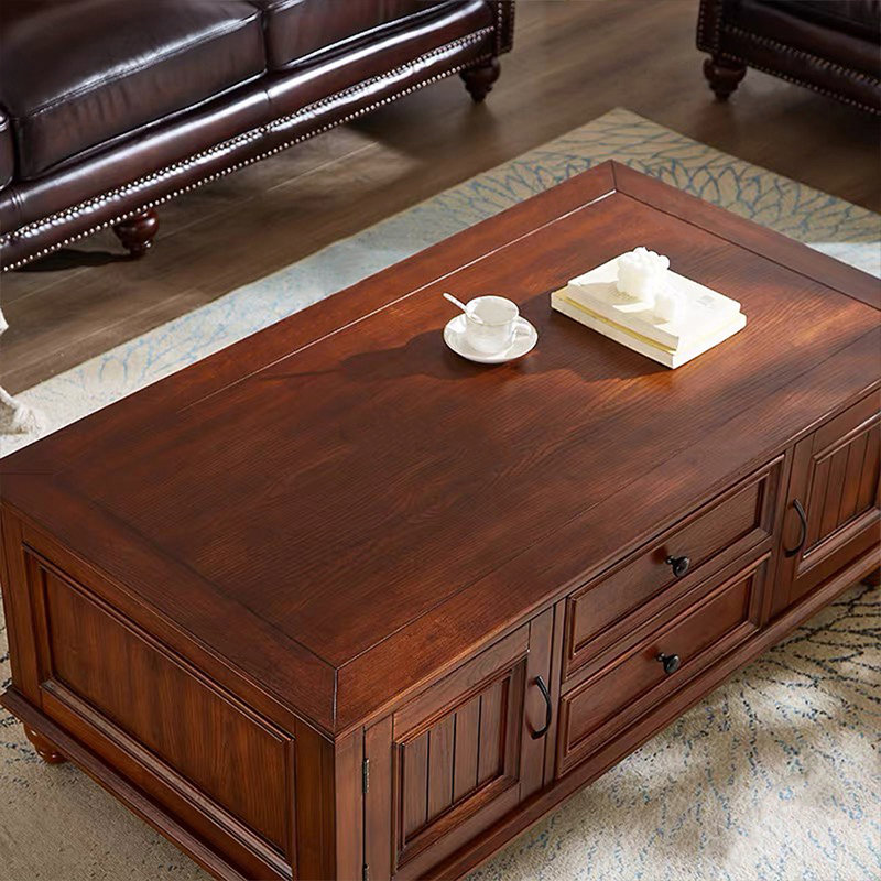 Table basse rectangulaire en bois massif noisette