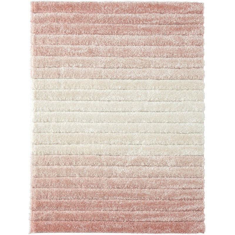 Tapis rayé rose / ivoire Lantanas, Rectangle 8 pi x 10 pi