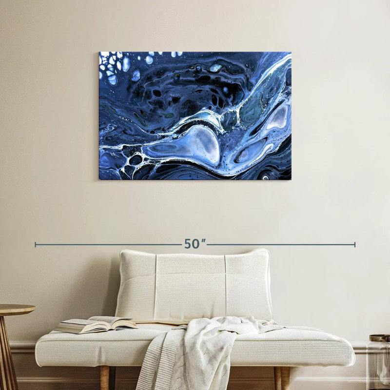 Avery Dark Blue Abstract, 24" H x 36" W