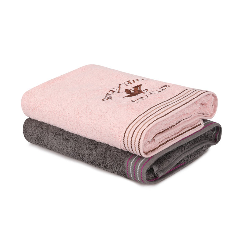 Hand Towel Set, Pink/Grey