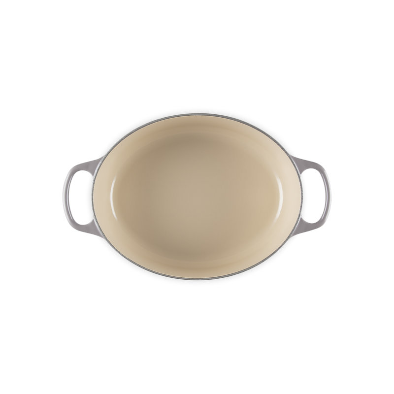 Le Creuset Enameled Cast Iron Oval Dutch Oven with Lid, 5 quarts, Oyster/Silver