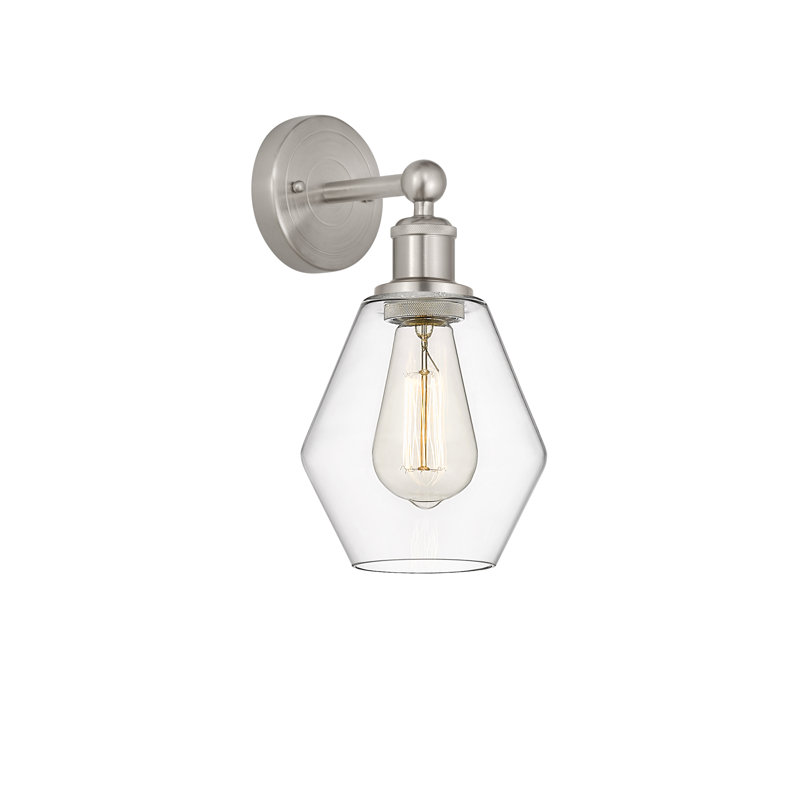 Amylea Armed Sconce, Clear, Brushed Satin Nickel