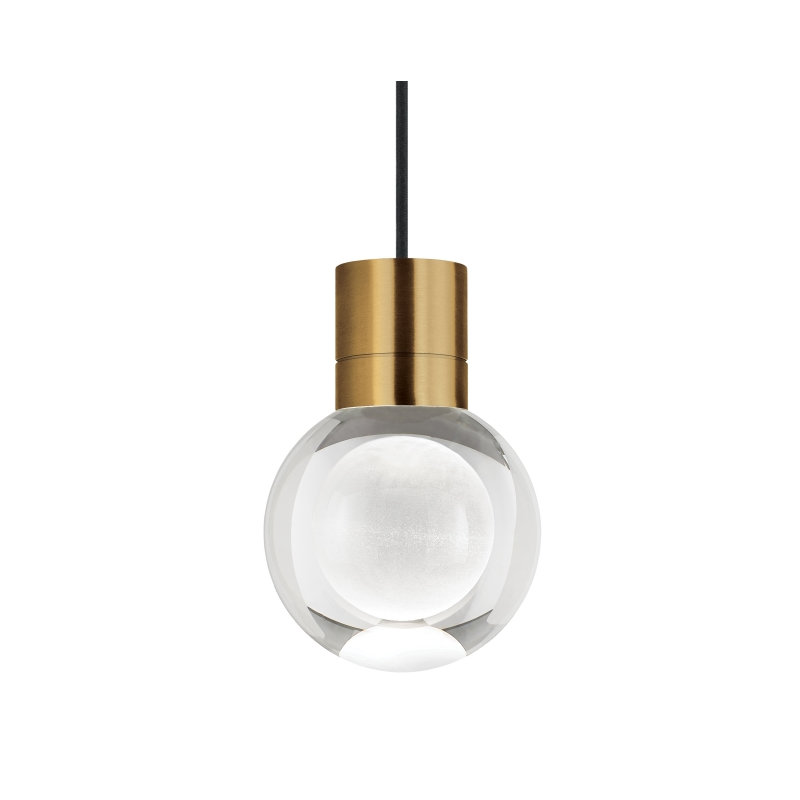Mina LED Pendant, Natural Brass, 152" H x 7.6" W x 5" D, 1