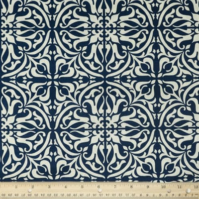 Waverly Inspirations 100% Cotton Duck Canvas 45" Wide Upholstery Fabric by the Yard, Tile Navy