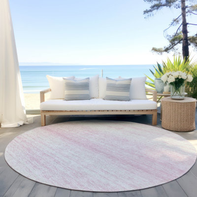 Tapis intérieur / extérieur en polyester tissé à la machine à motif abstrait mâle rose Pinkk