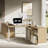 Adonia 67" L-Shaped Adjustable Standing Desk With 2 File Cabinets, AC/USB, Sit-Stand Home Office Desk-344465867