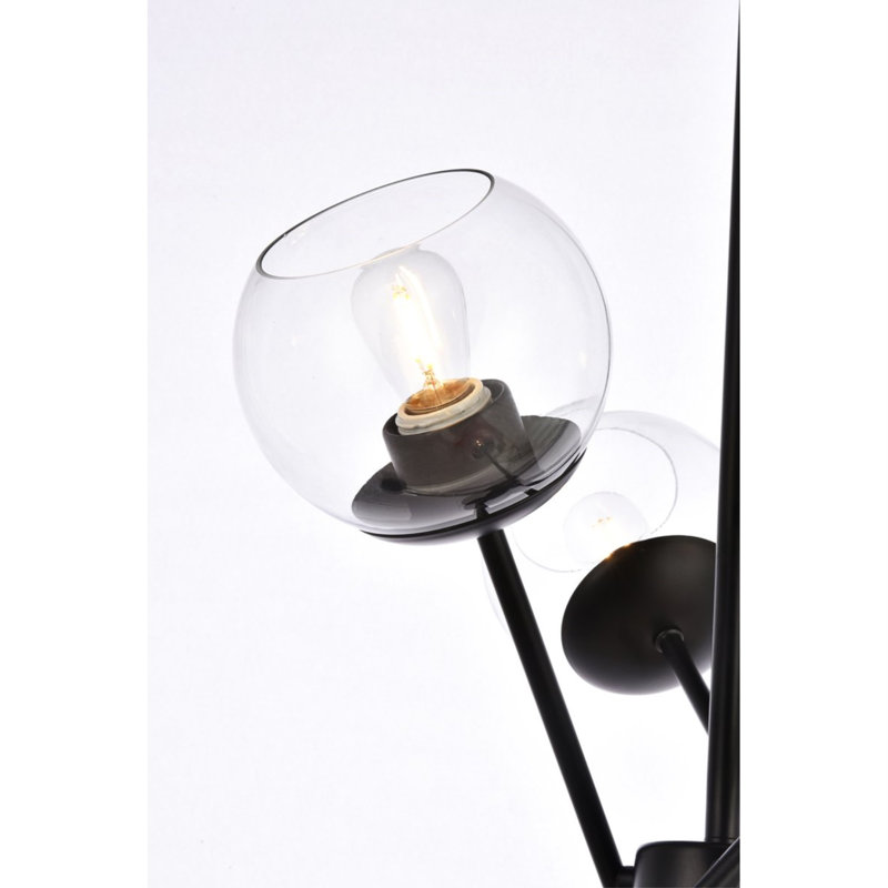 Lustre sphérique spoutnik 6 lumières Geza, Transparent, Noir