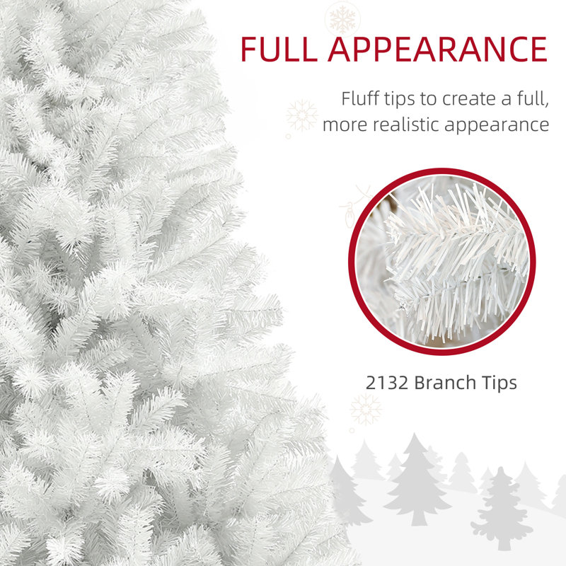 Arbre de Noël non éclairé 9 pi HOMcom: base en acier à ouverture automatique, blanc