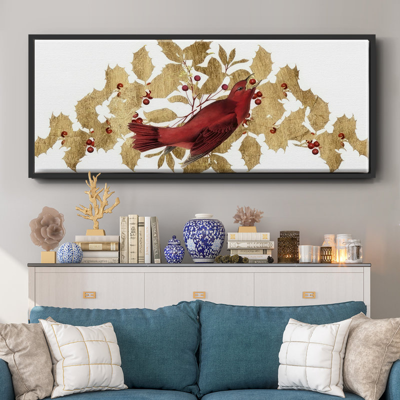 Red Bird Christmas Collection D-, toile encadrée, H 24 po x l 60 po