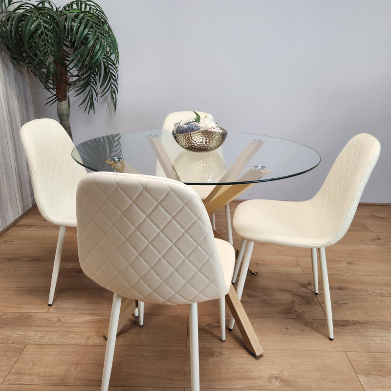 Allendale 4 - Person Dining Set, Cream/Cream