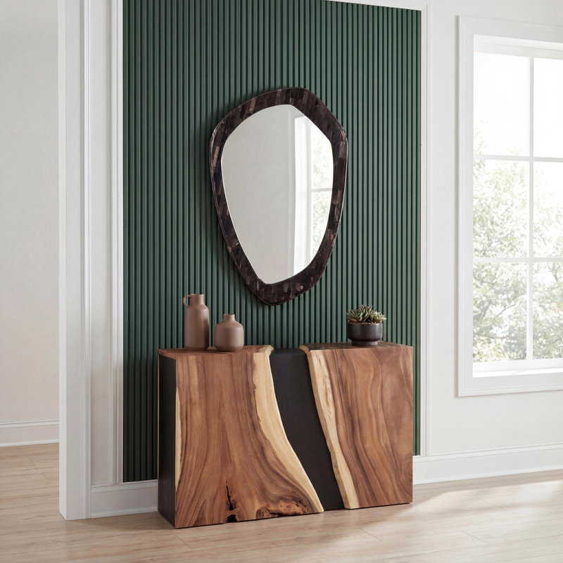 Miroir Morphic Petrified, pointe, cadre noir