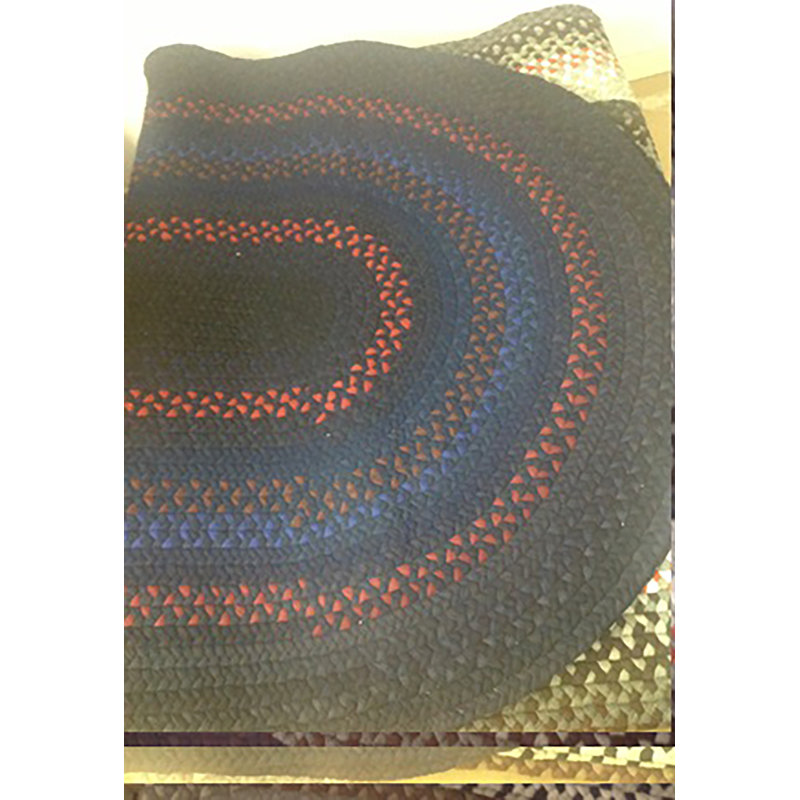Tapis ovale bleu en laine tressé à la main Cettina