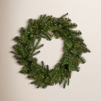 Kristara Pine 24 Artificial Christmas Wreath, Pre-lit, 50 Dual LED Lights w/ 9 functions (Battery-Operated)