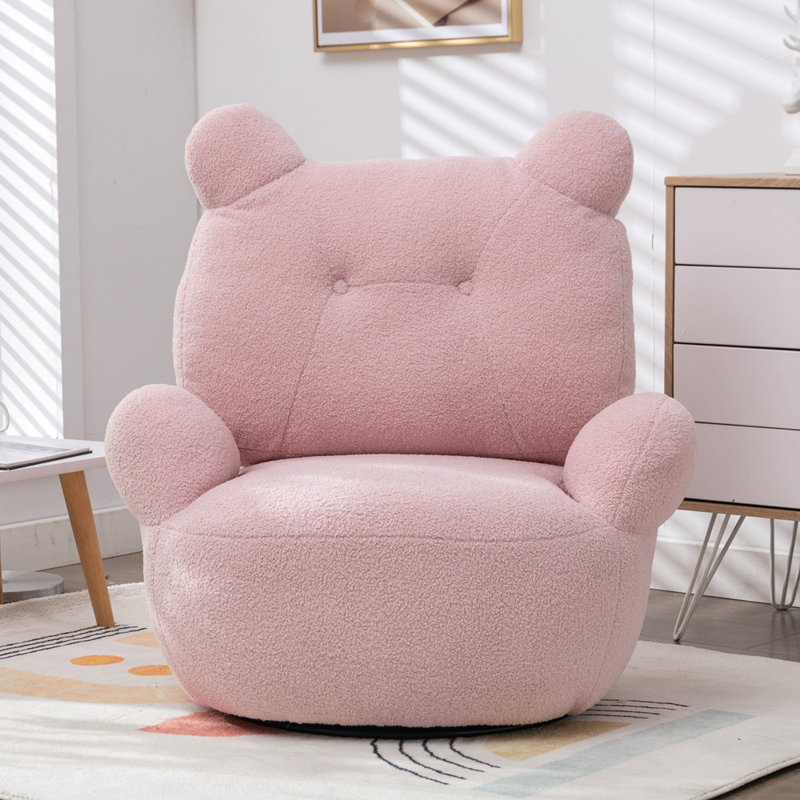 Fauteuil demi-tonneau pivotant l 32,3 po Danyar, Velours rose