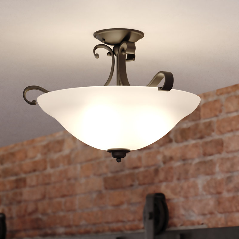 Macalla Glass Semi Flush Mount, Oil Rubbed Bronze