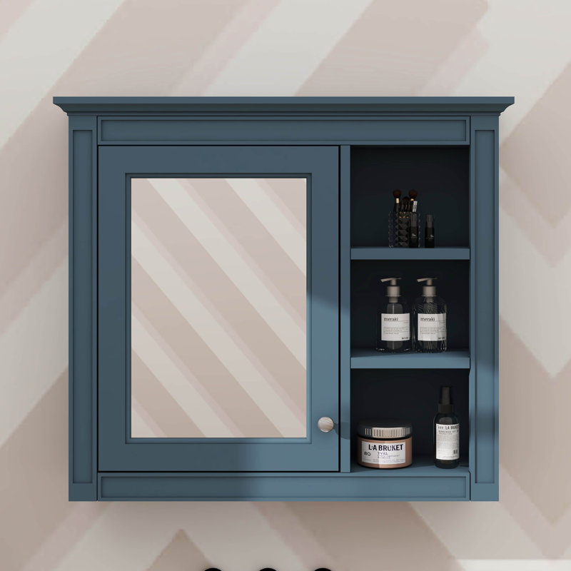 Armoire de rangement murale pour salle de bain, armoire à pharmacie 30 po x 28 po avec porte miroir et tablette interne réglable