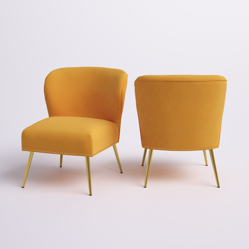 Clive Velvet Side Chair, Mustard Velvet