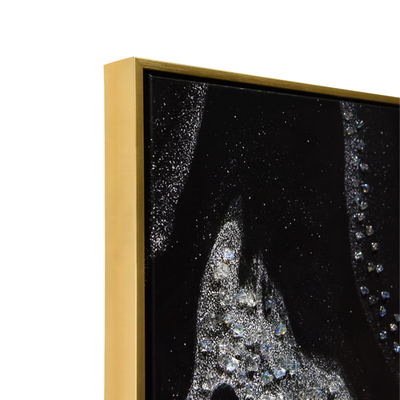 «Golden Veins III Crystallus», reproduction d'art encadrée sur toile lustrée