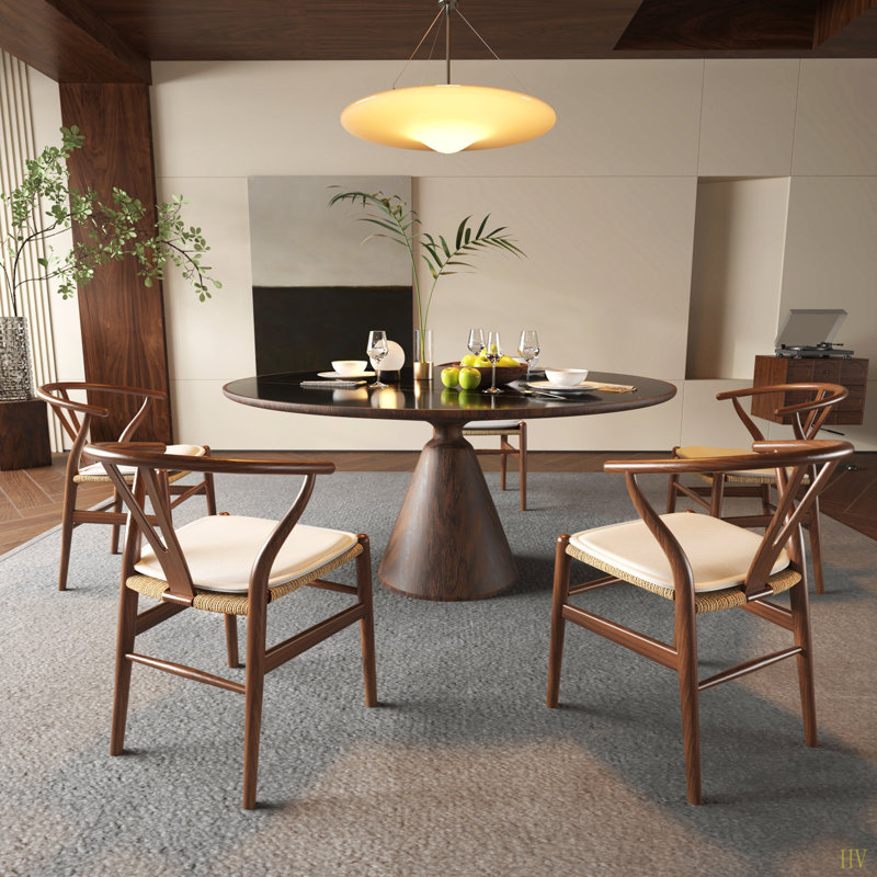 Chaises Wishbone pour salle à manger, chaise de salle à manger en bois tissé Soild, fauteuil, entièrement assemblée, ensemble de 2