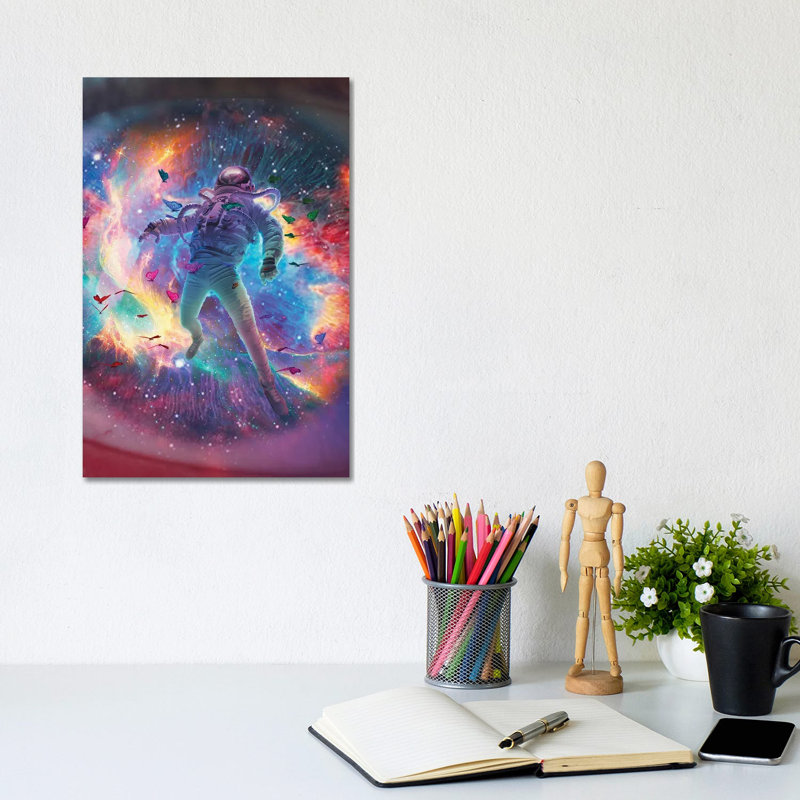 Spaceman And Butterflies by Marischa Becker - Wrapped Canvas Print, 20.32 cm H x 30.48 cm W