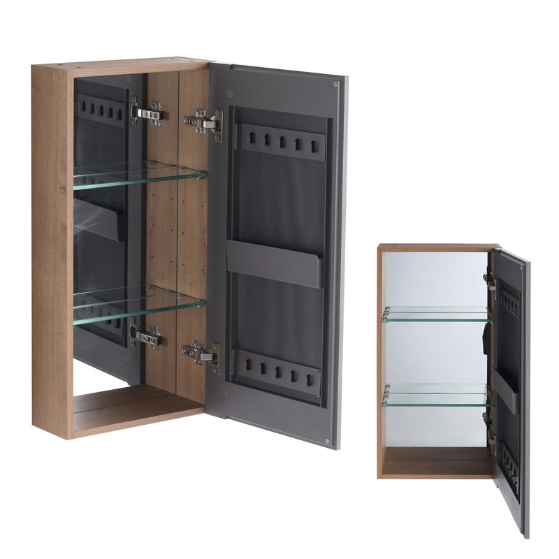 Armoire de toilette murale 14 po avec tablettes réglables et rangement à compartiments multiples, idéale pour les salles de bain organisées et spacieuses