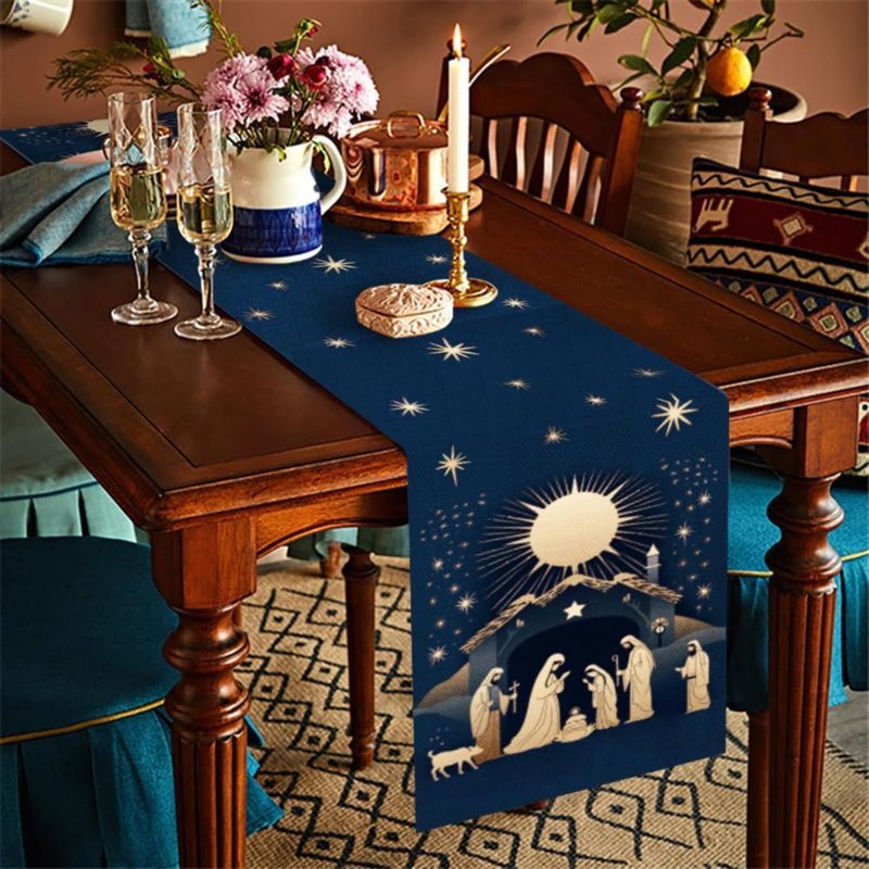 Chemin de table de Noël - 13 X 72 pouces - Décoration de table de salle à manger pour Noël