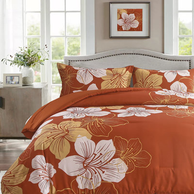 3-Piece Floral Comforter Set Botanical Bedding Soft All Season