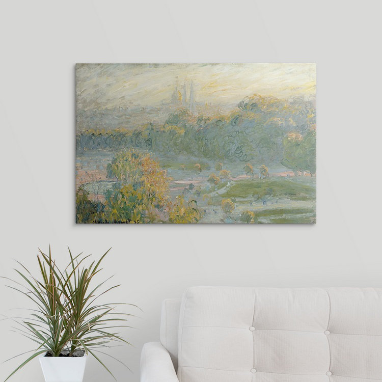 «The Tuileries (Study) 1875» par Claude Monet, reproduction d'art, H 20 po x l 26 po x P 1 po, Cadre blanc