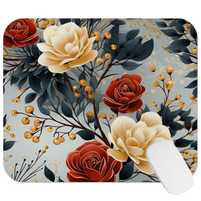 Floral Rose Flowers IX Gaming Cute Office Laptop Desk Pad Gift Mat Square Rectangle Non-Slip Mousepad