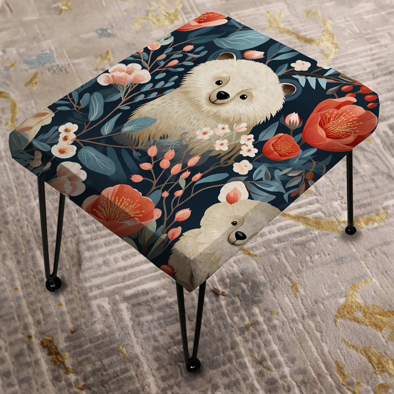 Rose avec motifs d'ours coupés - Repose-pieds rectangulaire imprimé animal