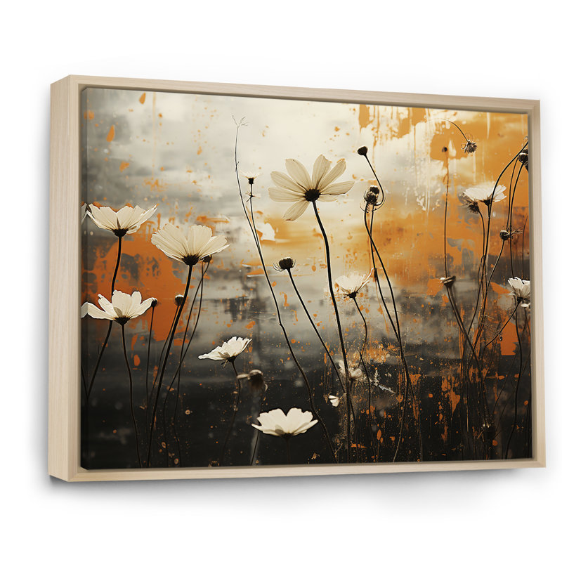 Champ captivant de fleurs II sur toile, Cadre naturel flottant, H 24 po x l 32 po x P 1 po