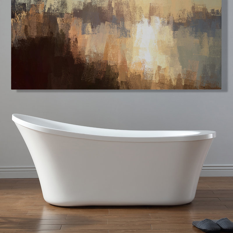 Zeya 65'' x 29.13'' Freestanding Soaking Acrylic Bathtub