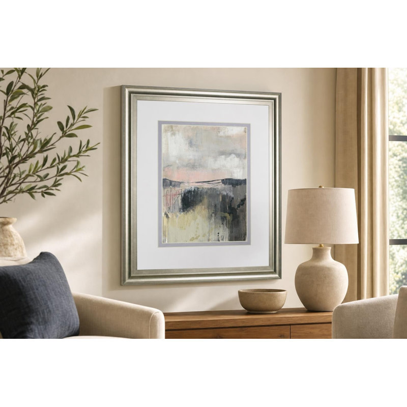 Blush Horizon Wall Art - 34" x 40" - Silver Frame