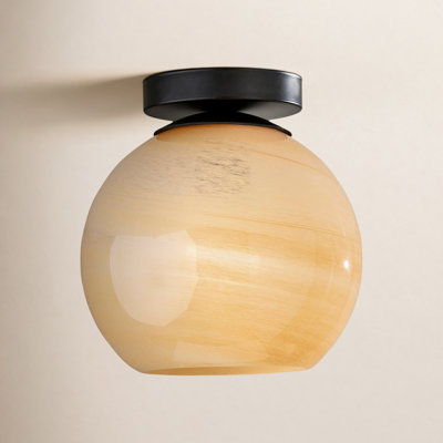Dounia Single Light Glass Flush Mount