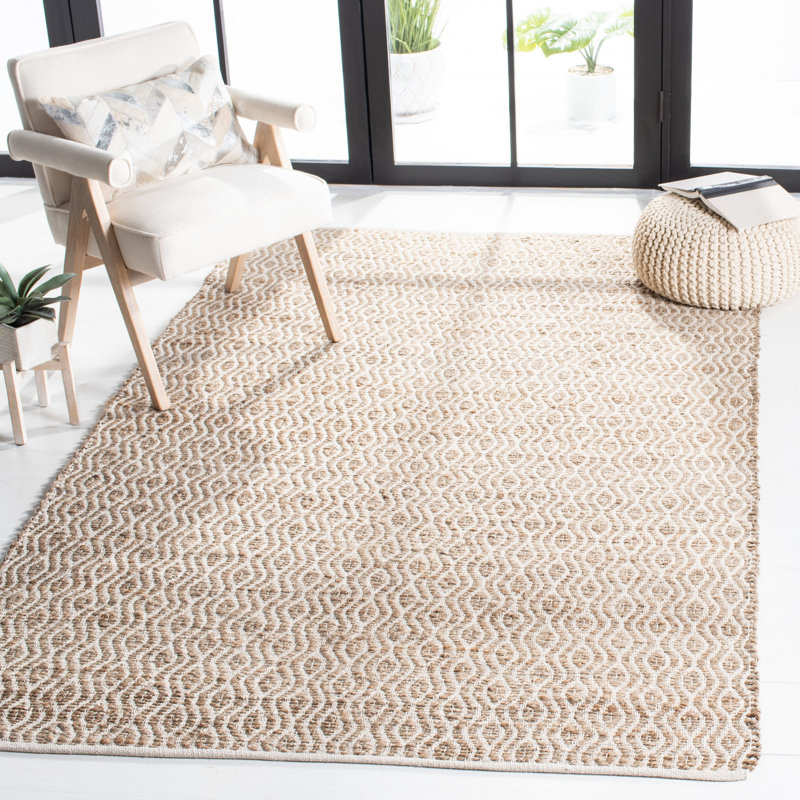 Arria Hand Woven Jute/Cotton Geometric Rug in Natural, Rectangle 5' x 8'