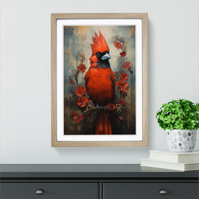 Cardinal Bird Expressionism 1 Piece Single Picture Frame Wall Art