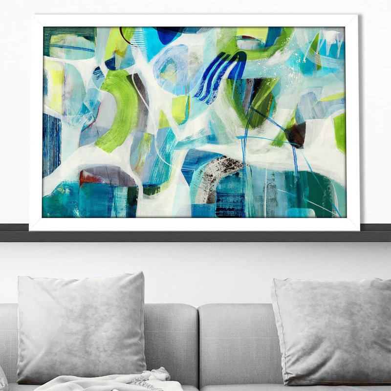 «Rhyming - Floater Frame», peinture sur toile, Cadre blanc, H 21,5 po x l 27,5 po x P 0,75 po
