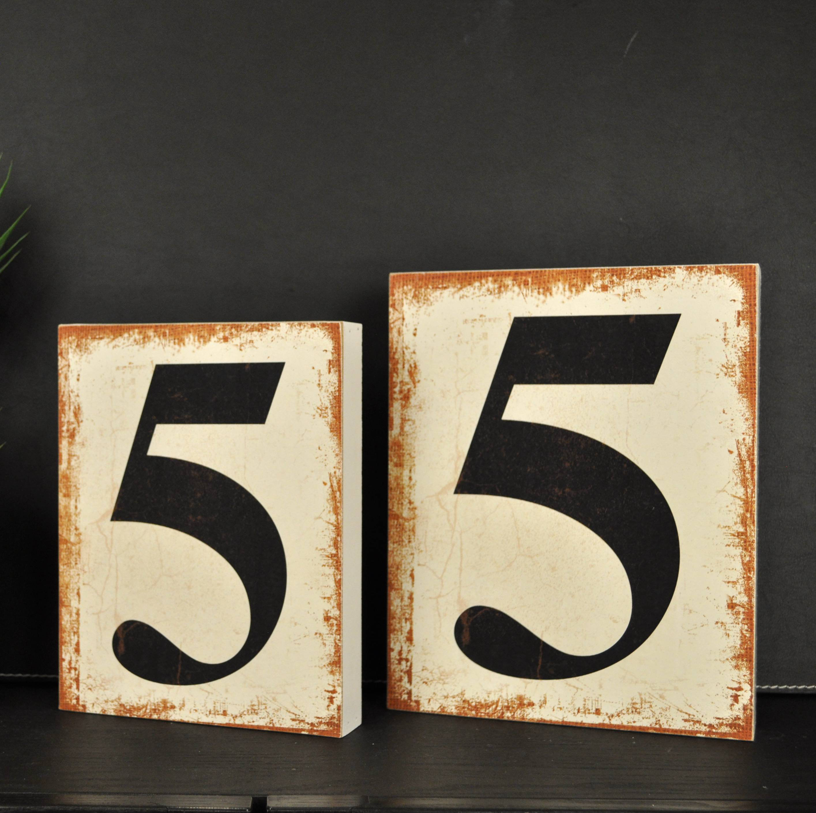 Gracie Oaks 2 Piece No. 5 Block Sign Wall Décor Set | Wayfair