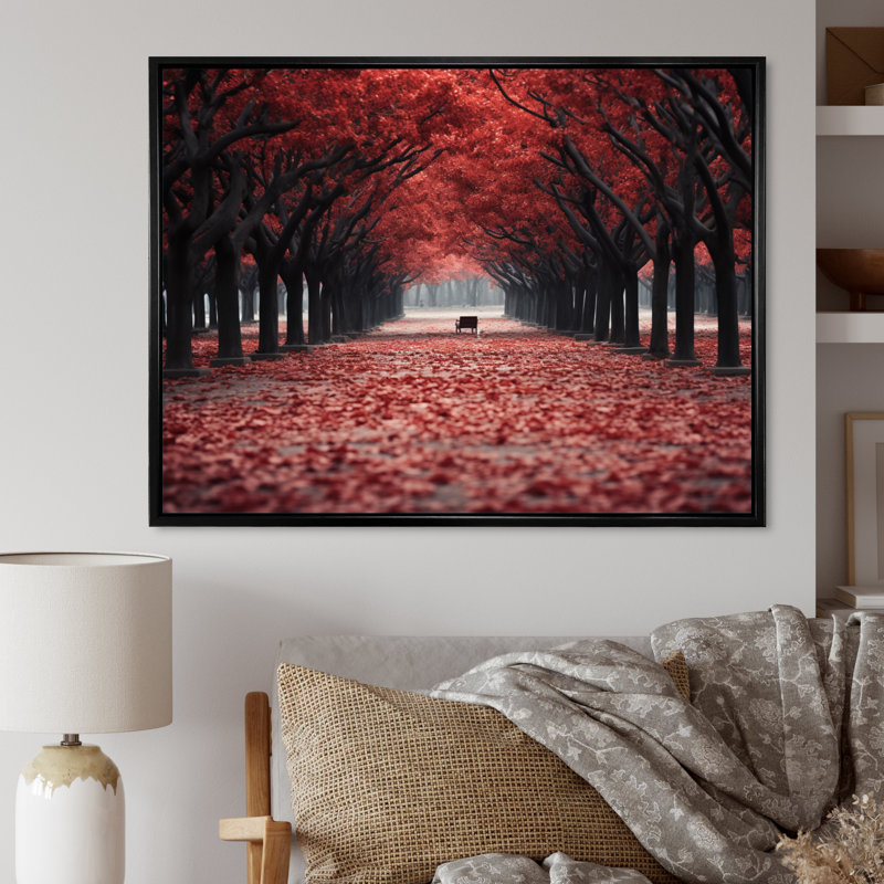 Red And Grey Tree Solitude III Framed On Canvas Print, Cadre flottant noir, H 24 po x l 32 po x P 1 po