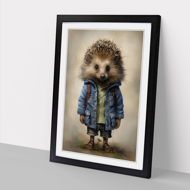 Hedgehog with Glasses Painting - Framed Print