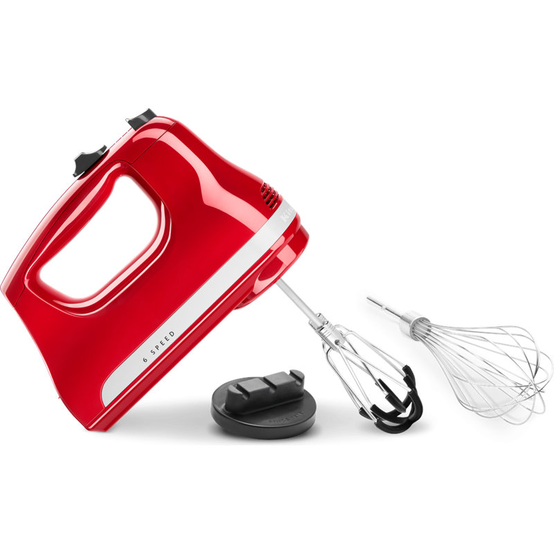 Kitchenaid 6 Speed Hand Mixer With Flex Edge Beaters, Empire Red