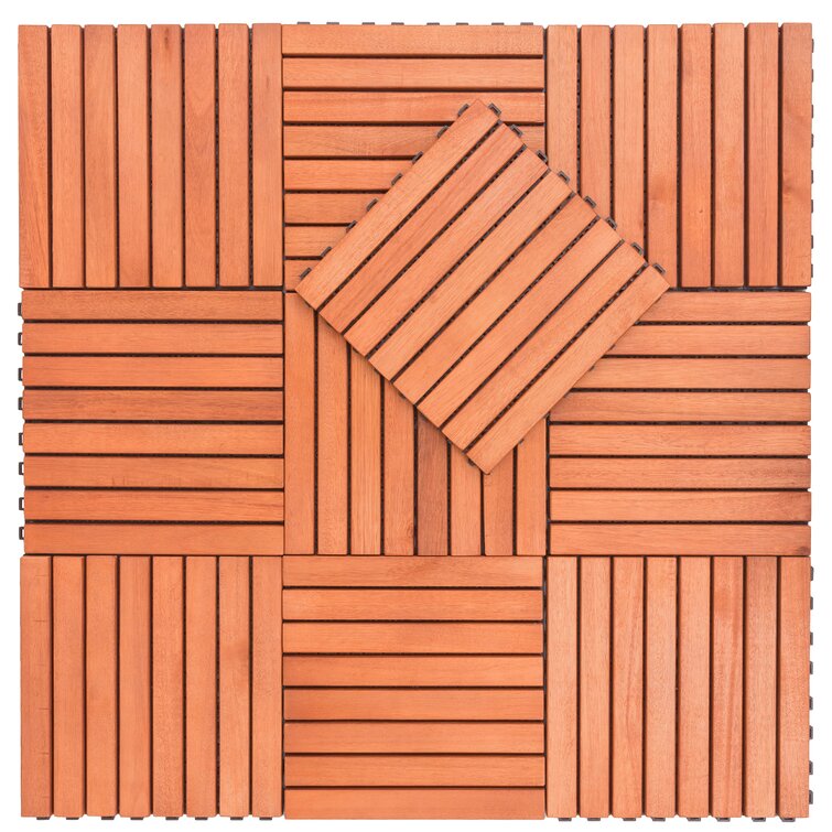 CourtyardCasualFurniture 12 x 12 Wood Interlocking Deck Tile in Teak &  Reviews