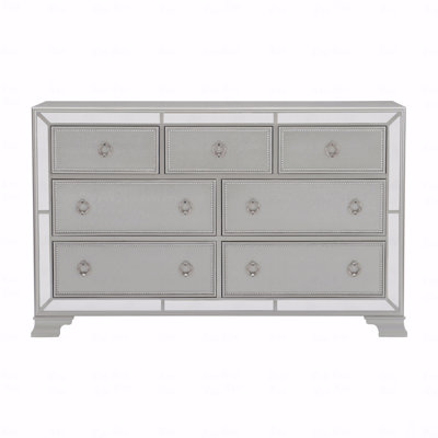 Commode avec 7 tiroirs et bordure de miroir biseautée