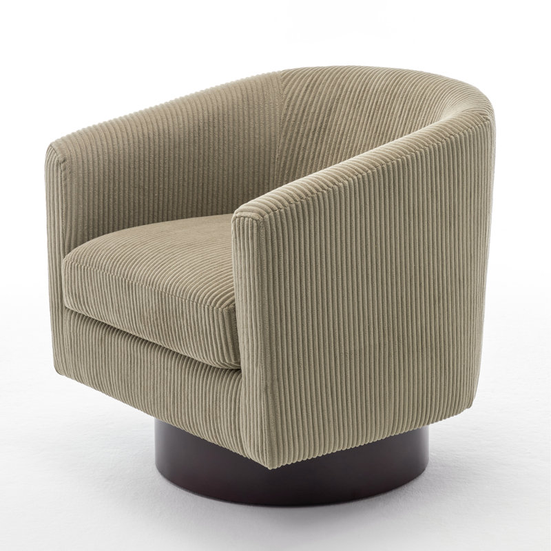 Bennett 72.1Cm Wide Swivel Barrel Chair, Camel Corduroy