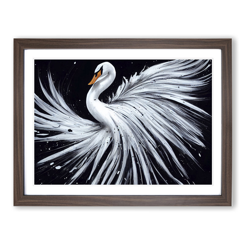 Splashed Swan Vol.1 Abstract - Framed Print, 34cm H x 46cm W x 2cm D, Walnut