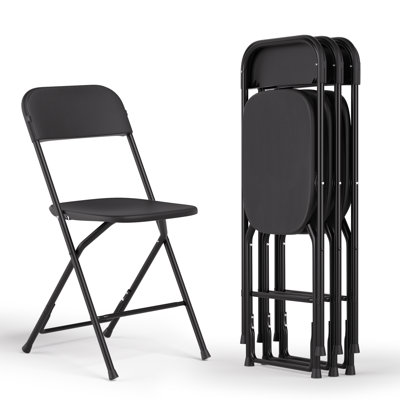 Set of 4 Plastic Stackable Folding Chairs, Indoor Outdoor Wedding Party Event Dining Chairs, 330 Lbs Capacity